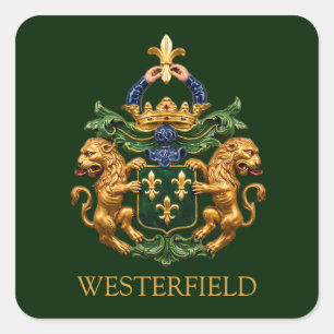 Sticker Carré Blason de Famille Néerlandaise Westerfield.