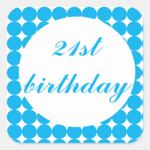Sticker Carré Bleu 21ème anniversaire cercles de texte carré aut