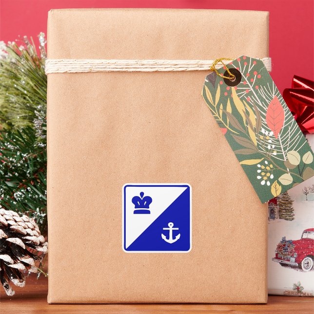 Sticker Carré bleu Ancre et couronne (Créateur téléchargé)