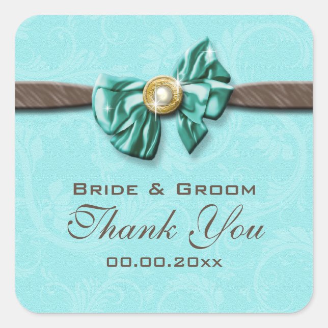 Sticker Carré Bleu aqua brun gem arc floral (Devant)