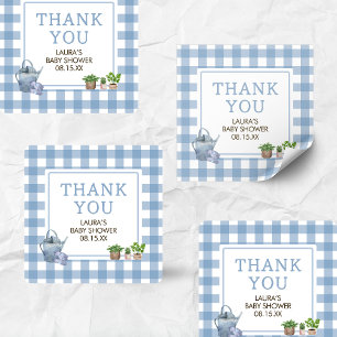Sticker Carré Bleu Baby shower des fermiers cultivés localement