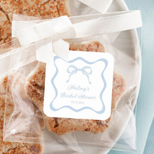 Sticker Carré Bleu Bow Attache la Fête des mariées de noeud