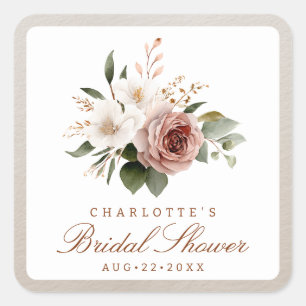 Sticker Carré Bleu Chute Fête des mariées florale Favoriser Stic