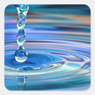 Sticker Carré Bleu clair gouttes d'eau coulant