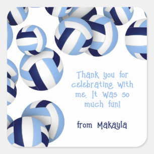 Sticker Carré bleu clair marine volleyballs anniversaire de enfa