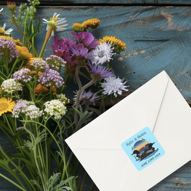 Sticker Carré Bleu couché de soleil (Créateur téléchargé)