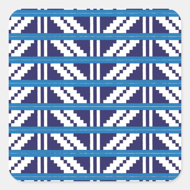 Sticker Carré Bleu et blanc letton Letton Ethnic Folk art (Devant)
