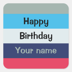 Sticker Carré Bleu Et Bourgogne Joyeux Anniversaire