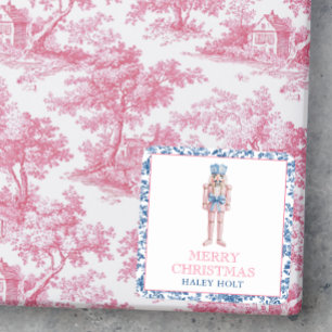 Sticker Carré Bleu et rose Chinoiserie Toile Noisette de Noël