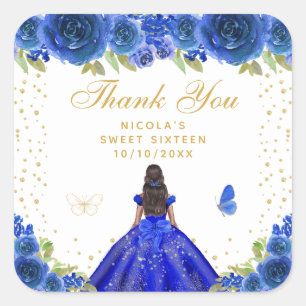 Sticker Carré Bleu Floral Peau Sombre Princesse Sweet Sixteen