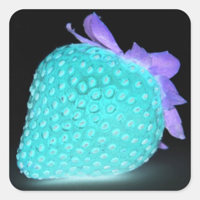 Sticker Carré Bleu fraise neon mignon (Devant)