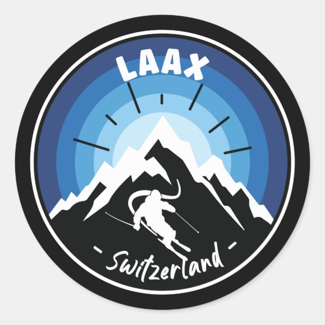 Sticker Carré Bleu Laax Suisse (Devant)