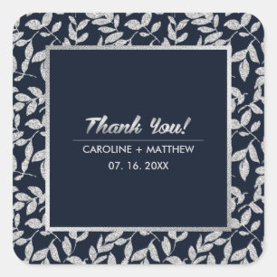 Sticker Carré Bleu Merci   Anniversaire du Mariage d'argent