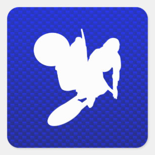 Sticker Carré Bleu Motocross