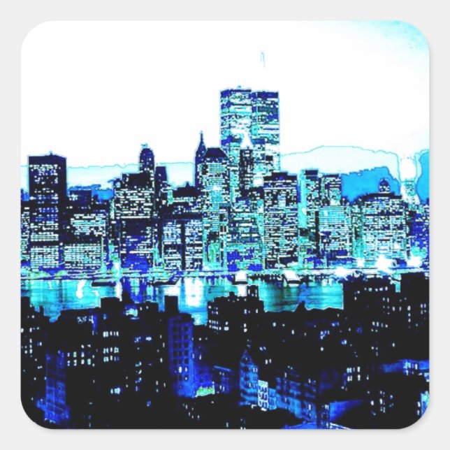 Sticker Carré Bleu New York (Devant)