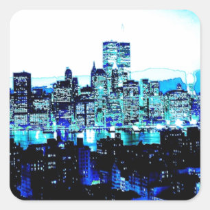 Sticker Carré Bleu New York