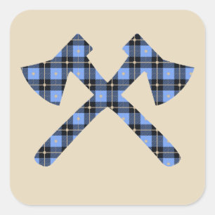 Sticker Carré Bleu Plaid