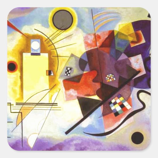 Sticker Carré Bleu rouge jaune Kandinsky peinture Abstraite (Devant)