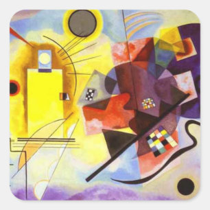 Sticker Carré Bleu rouge jaune Kandinsky peinture Abstraite