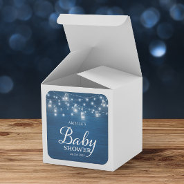 Sticker Carré Bleu rustique bois Mason jarres et Baby shower lum