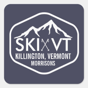 Sticker Carré Bleu rustique du Vermont Killington Stowe Stratton