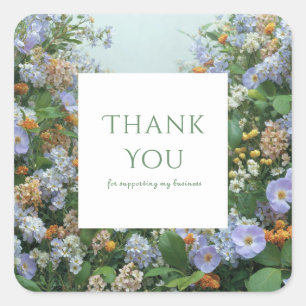 Sticker Carré Bleuet élégant Pêche Prairie de fleurs sauvages