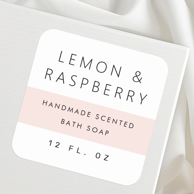 Sticker Carré Bloc de couleur rose pâle moderne (Modern pale blush pink color block product square sticker)