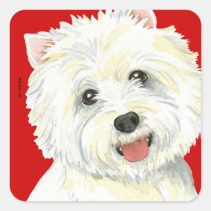 Sticker Carré Bloc de couleur Westie