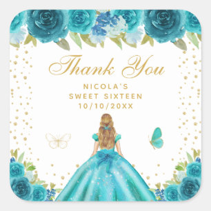 Sticker Carré Blonde aux Cheveux Floraux Sarcelle Princesse Swee