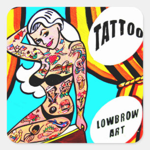 Sticker Carré blonde avec l'autocollant de tatouages