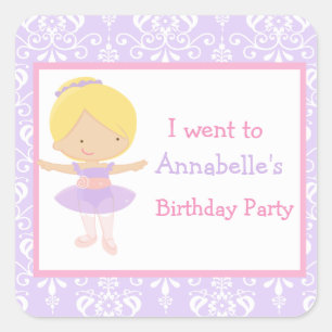 Sticker Carré Blonde Ballerina fête d'anniversaire