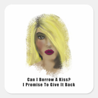 Sticker Carré Blonde Bombshell Femme Emprunter Un Baiser