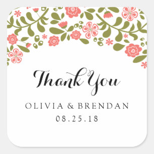 Sticker Carré Blossom fleur sauvage   Faveur de mariage