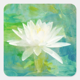 Sticker Carré Blossom Nénuphar blanc