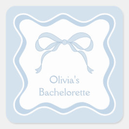 Sticker Carré Blue Bow Tying Knot Bachelorette Party