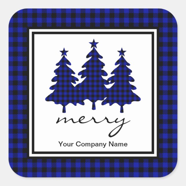 Sticker Carré Blue Buffalo Check Pine Trees Company (Devant)