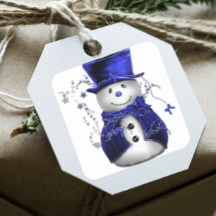 Sticker Carré Blue Christmas Snowman