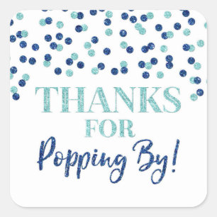 Sticker Carré Blue Confetti Merci pour Popping By