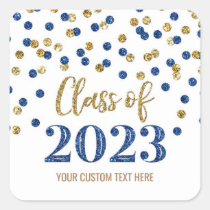 Sticker Carré Blue Gold Confetti 2023