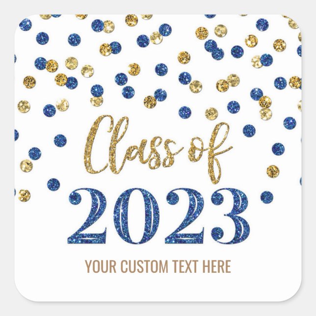Sticker Carré Blue Gold Confetti 2023 (Devant)
