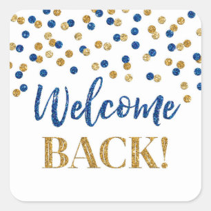 Sticker Carré Blue Gold Confetti Welcome Back