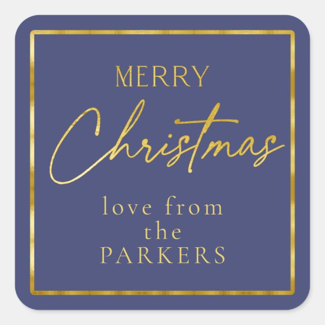 Sticker Carré Blue Gold Joyeux Noël ID1009 (Devant)
