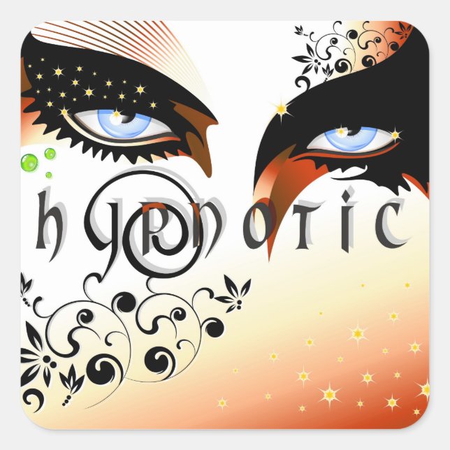 Sticker Carré Blue Hypnotic Eyes se maquiller (Devant)