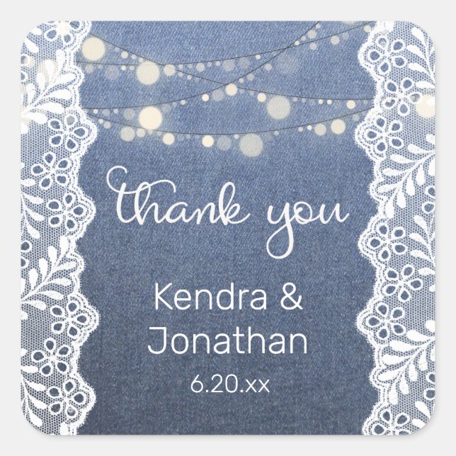 Sticker Carré Blue Jean Lace & String Merci (Devant)