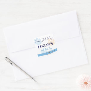 Sticker Carré Blue Orange Chien Empreinte de patte fête d'annive