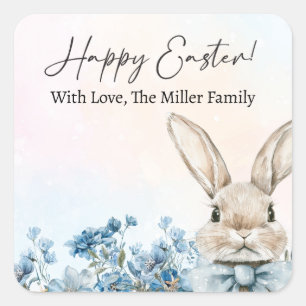 Sticker Carré Blue Pastel Bunny Pâques