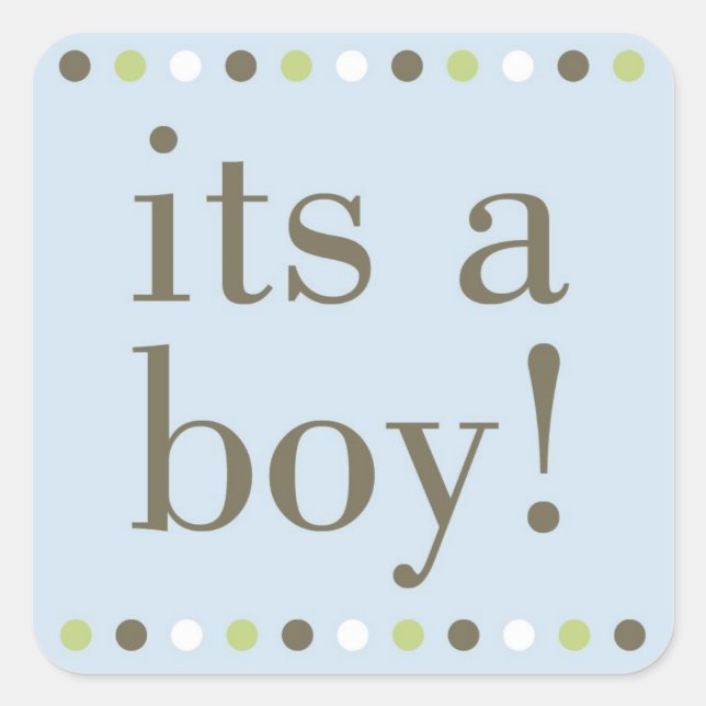 Sticker Carré Blue Polka Dot It a Boy (Devant)