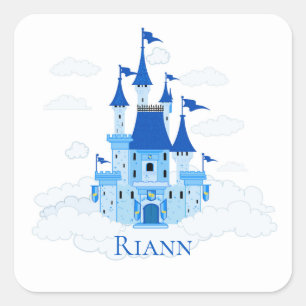 Sticker Carré Blue Princess Castle Personnalisée Fille