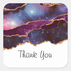 Sticker Carré Blue & Purple Space & Stars Moderne Agate Merci
