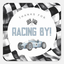Sticker Carré Blue Race Car Fast Un 1er anniversaire fête